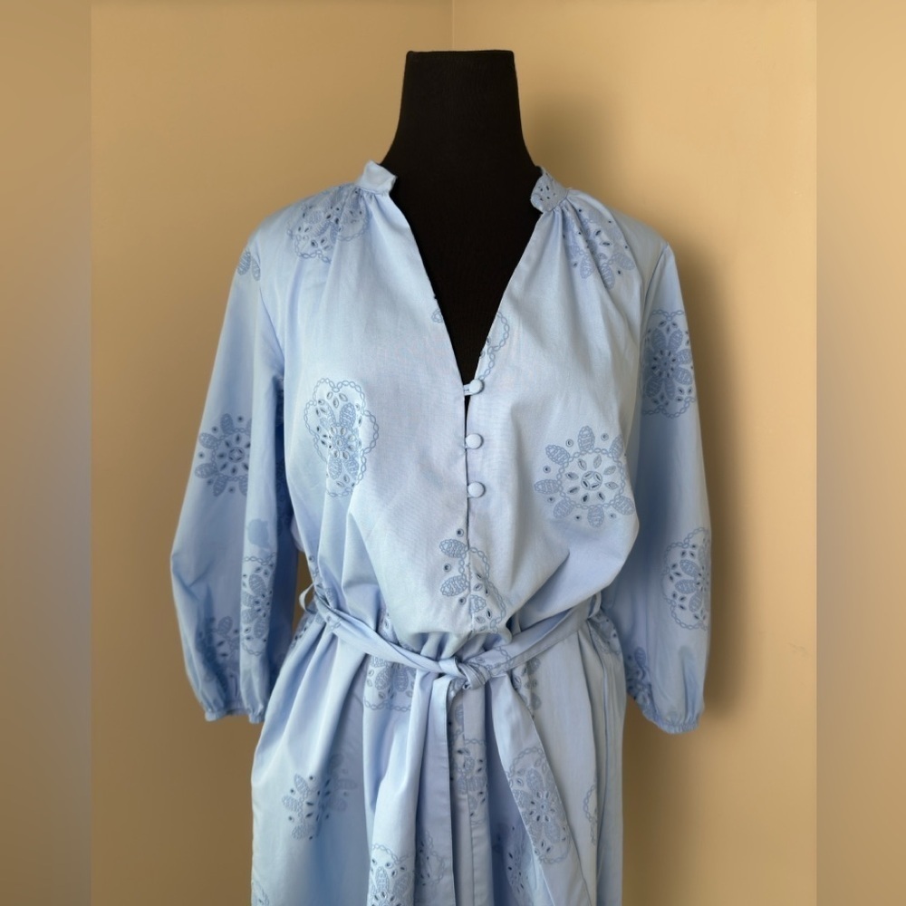 Zara RUBBERIZED EMBROIDERY POPLIN DRESS M - Picture 6 of 12